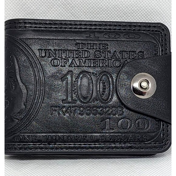 Black Faux Leather US Dollar Wallet: Multi-card Slots, Magnetic Snap Closure - Picture 4 of 13
